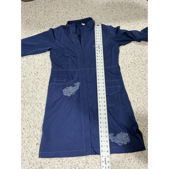 Womans Hasema Blue Extra Small Zip Front Knee Length Light Weight Raincoat - Picture 7 of 8